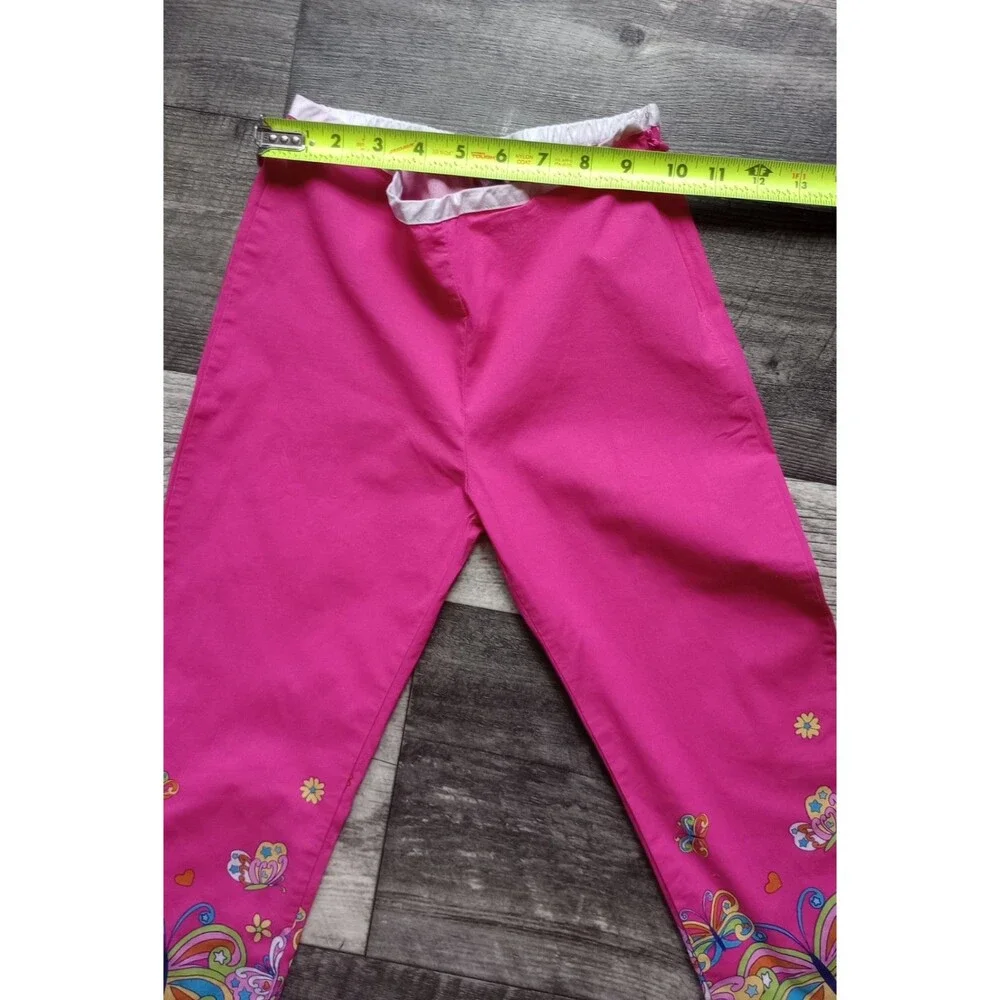 The Children's Place Stretch Girls 8 Pink Floral  Pants With Zip On Side